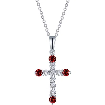 Lafonn Simulated Semiprecious Birthstone Cross Necklace In Metallic