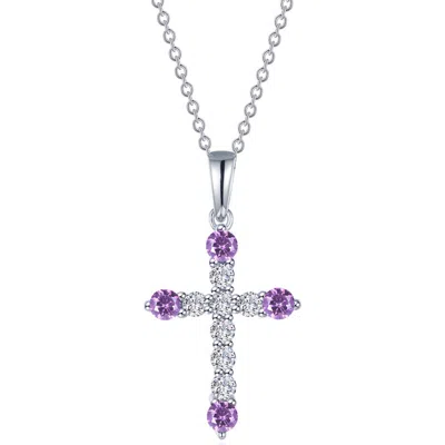 Lafonn Simulated Semiprecious Birthstone Cross Necklace In Metallic