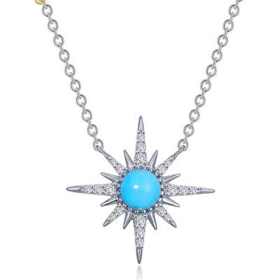 Lafonn Simulated Turquoise Sunburst Pendant Necklace In Metallic
