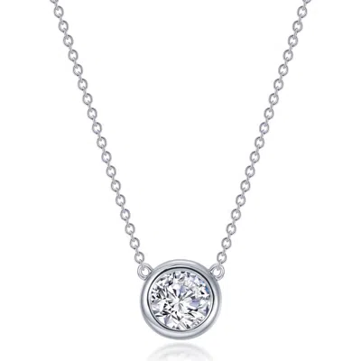 Lafonn Solitaire Bezel Necklace In White Gold