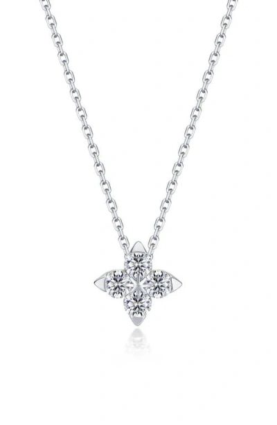 Lafonn Trillium Bloom Simulated Diamond Pendant Necklace In Silver
