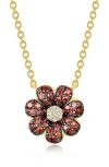 Lafonn Two-tone Simulated Diamond Floral Pendant Necklace In Gold