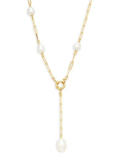 Lafonn Women's 18k Goldplated Sterling Silver & 14mm Cultured Freshwater Pearl Lariat Necklace