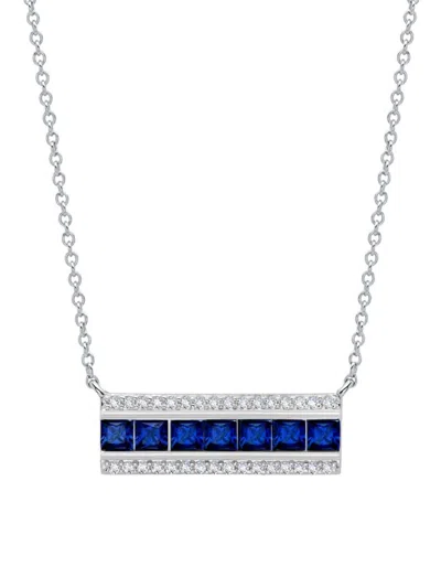 Lafonn Women's 7 Symbols Of Joy Platinum Plated Sterling Silver, Sapphire & Simulated Diamond Pendant Neckl