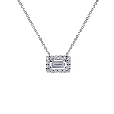 Lafonn Women's Baguette Halo Necklace In Silver