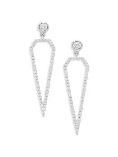 Lafonn Women's Classic Platinum Plated Sterling Silver & Simulated Diamond Geometric Drop Earrings