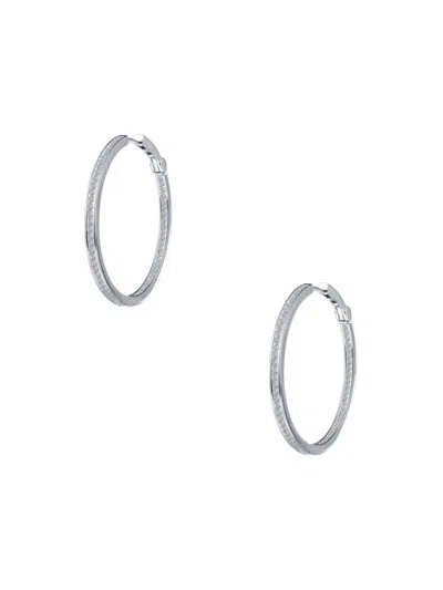 Lafonn Women's Classic Platinum Plated Sterling Silver & Simulated Diamond Hoop Earrings In Metallic