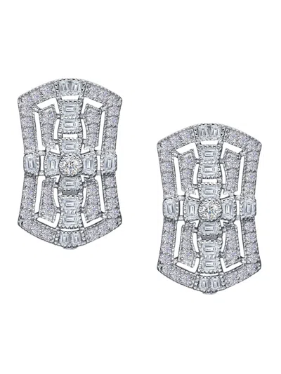 Lafonn Women's Heritage Platinum Plated Sterling Silver & Simulated Diamond Baguette Stud Earrings