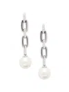 Lafonn Women's Paperclip Platinum Plated Sterling Silver, 8mm Cultured Freshwater Pearl & Lassaire Simulate In Silver