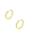 LAFONN WOMEN'S PAPERCLIP TWO TONE PLATED STERLING SILVER & SIMULATED DIAMOND HOOP EARRINGS