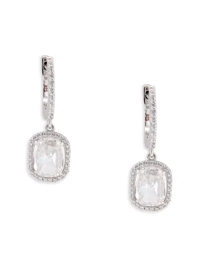 Lafonn Women's Rhonda Faber Green Platinum Plated Sterling Silver & Simulated Diamond Halo Drop Earrings