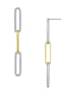 Lafonn Women's Two Tone Plated Sterling Silver & Simulated Diamond Paperclip Drop Earrings In Silver