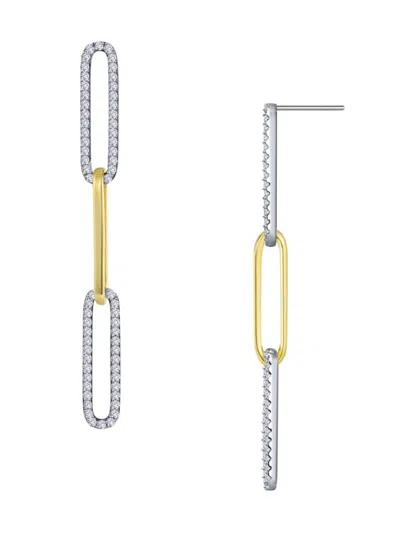 Lafonn Women's Two Tone Plated Sterling Silver & Simulated Diamond Paperclip Drop Earrings In Gold