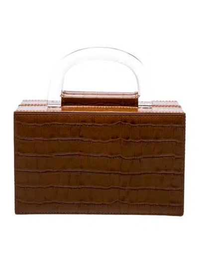 Pre-owned L'afshar Embossed Leather Top Handle Bag In Brown