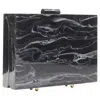 L'afshar Marble Print Acrylic Clutch Bag In Black