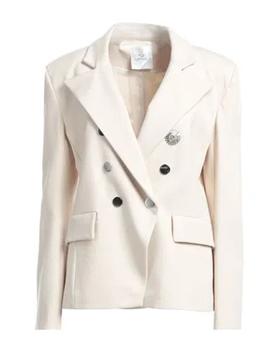 Lafty Lie Woman Blazer Ivory Size 8 Viscose, Nylon, Elastane In White