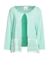 Lafty Lie Woman Cardigan Light Green Size 10 Viscose, Polyamide