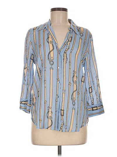 Pre-owned L'agence 3/4 Sleeve Button Down Shirt In Blue