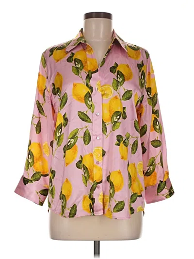 Pre-owned L'agence 3/4 Sleeve Button Down Shirt In Pink