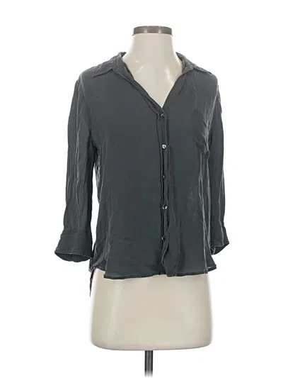 Pre-owned L'agence 3/4 Sleeve Silk Top Gray Collared Neckline Tops