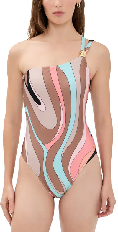 L'agence Abstract Swirl Karmin One-piece Swimsuit Multi
