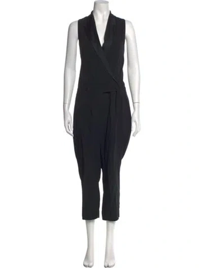 Pre-owned L'agence Acetate V-neck Jumpsuit In Black