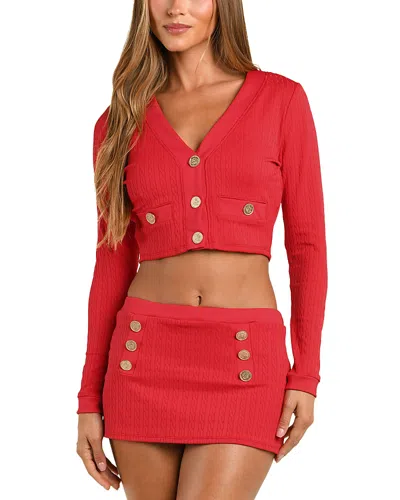L'agence Adaline Cable Knit Solids Swim Cardigan In Purple