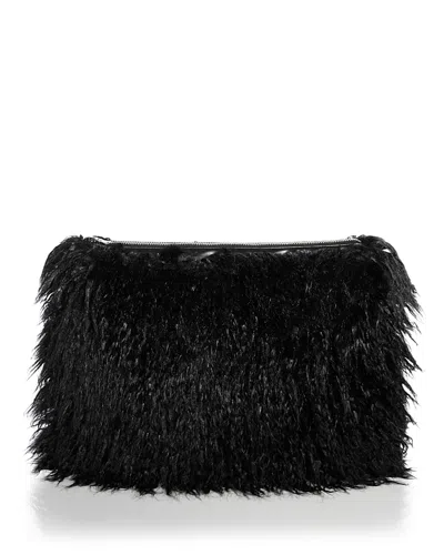 L'agence Adelina Faux Fur Clutch In Black