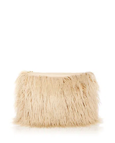 L'agence Adelina Faux Fur Clutch In Neutral