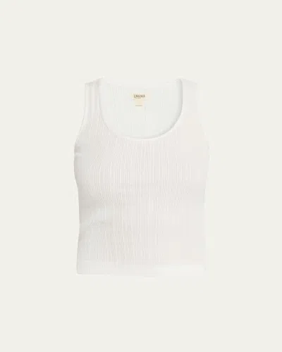 L'agence Adira Pointelle Scoop-neck Tee In Antique White