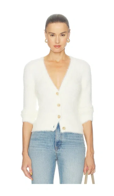 L'agence Agathe Fuzzy Collared Cardigan In Ivory