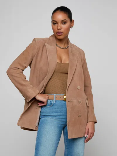 L'agence Aimee Oversized Suede Blazer In Brown
