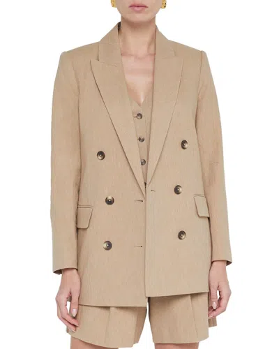 L'AGENCE L’AGENCE AIMEE RELAX DOUBLE BREASTED LINEN-BLEND BLAZER