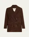 L'agence Aimee Relaxed Double-breasted Blazer In Brown