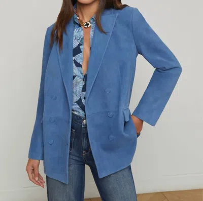 L'agence Aimee Relaxed Double Breasted Blazer In Blue Horizon