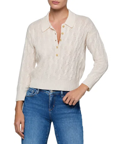 L'agence Airy Cable Knit Wool Sweater In Neutral