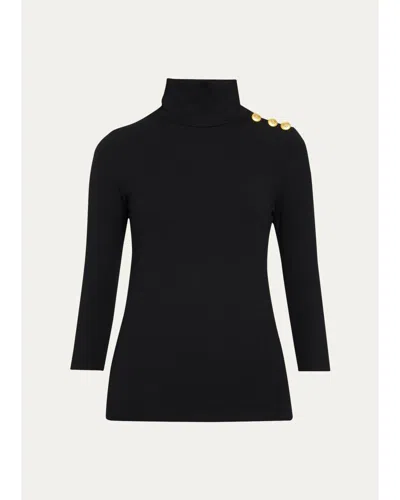 L'agence Aja Turtleneck Sweater In Black/gold