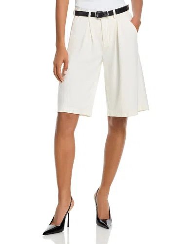 L'agence Akasha High Rise Pleated Bermuda Shorts In White
