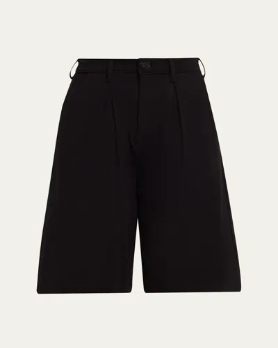 L'agence Akasha Pleated High-rise Bermuda Shorts In Black