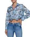 L'agence Akemi Cropped Button Down Blouse In Blue