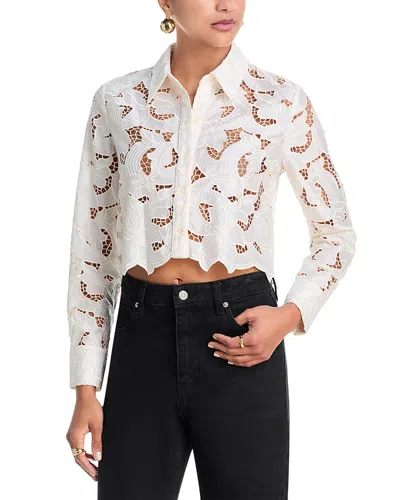 L'agence Akemi Cropped Button Down Blouse In White