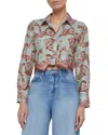 L'agence Akemi Cropped Button-front Shirt In Multi