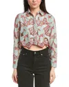 L'agence Akemi Cropped Button-front Shirt In Multi