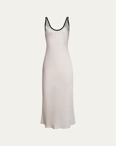 L'agence Akiya Contrast-trim Maxi Dress In White