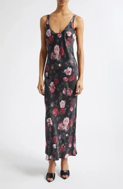 L'agence Akiya Floral Print Sleeveless Maxi Dress In Transparent