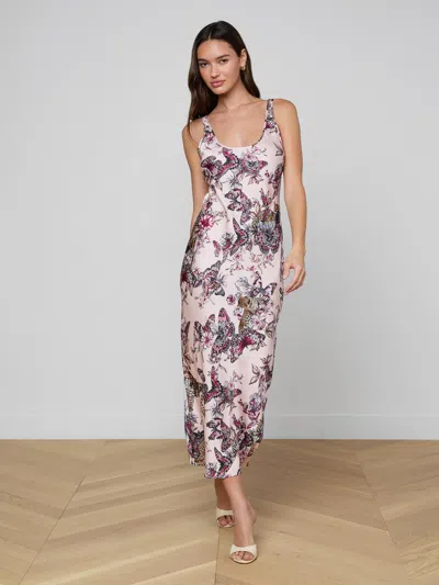 L'agence Akiya Satin Maxi Dress In Pink