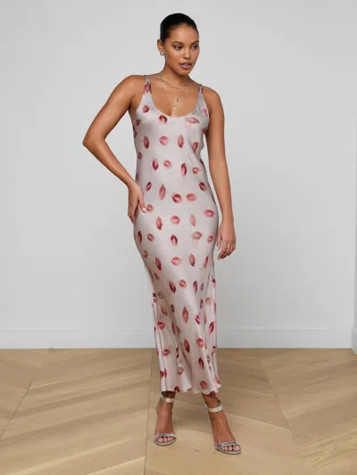 L'agence Akiya Satin Maxi Dress In Gray