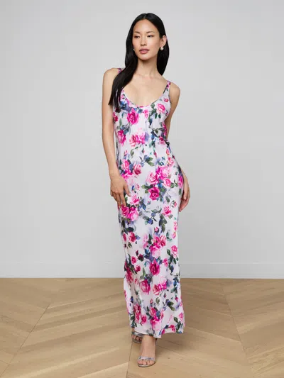 L'agence Akiya Satin Maxi Dress In Multi