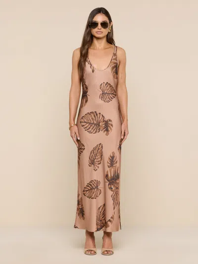 L'agence Akiya Satin Maxi Dress In Neutral