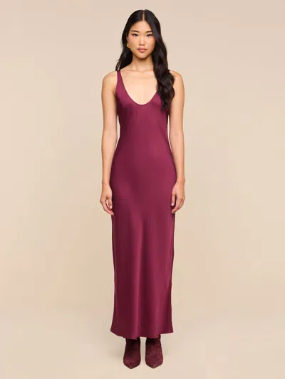 L'agence Akiya Satin Maxi Dress In Merlot Red